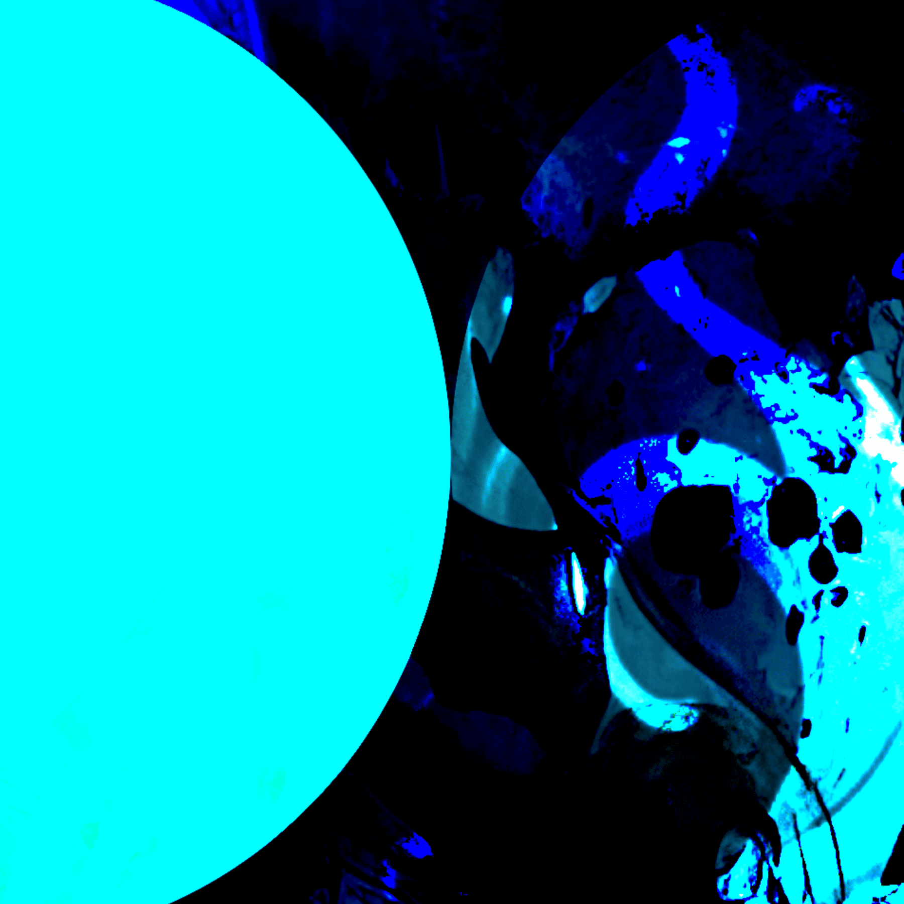 zoomed in part of poster. abstract cyan blue