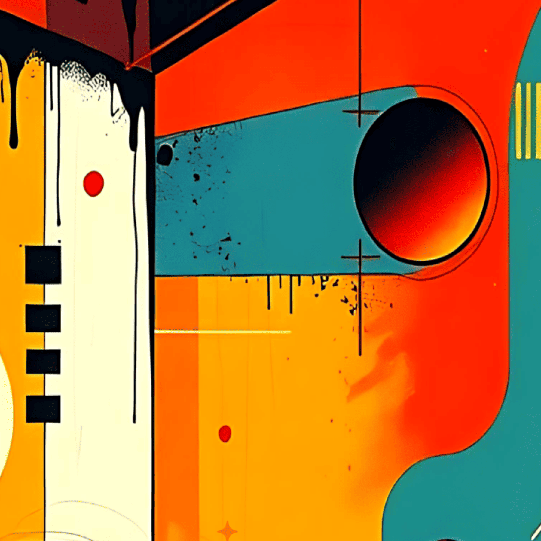 Abstract art with geometric shapes and vibrant colors