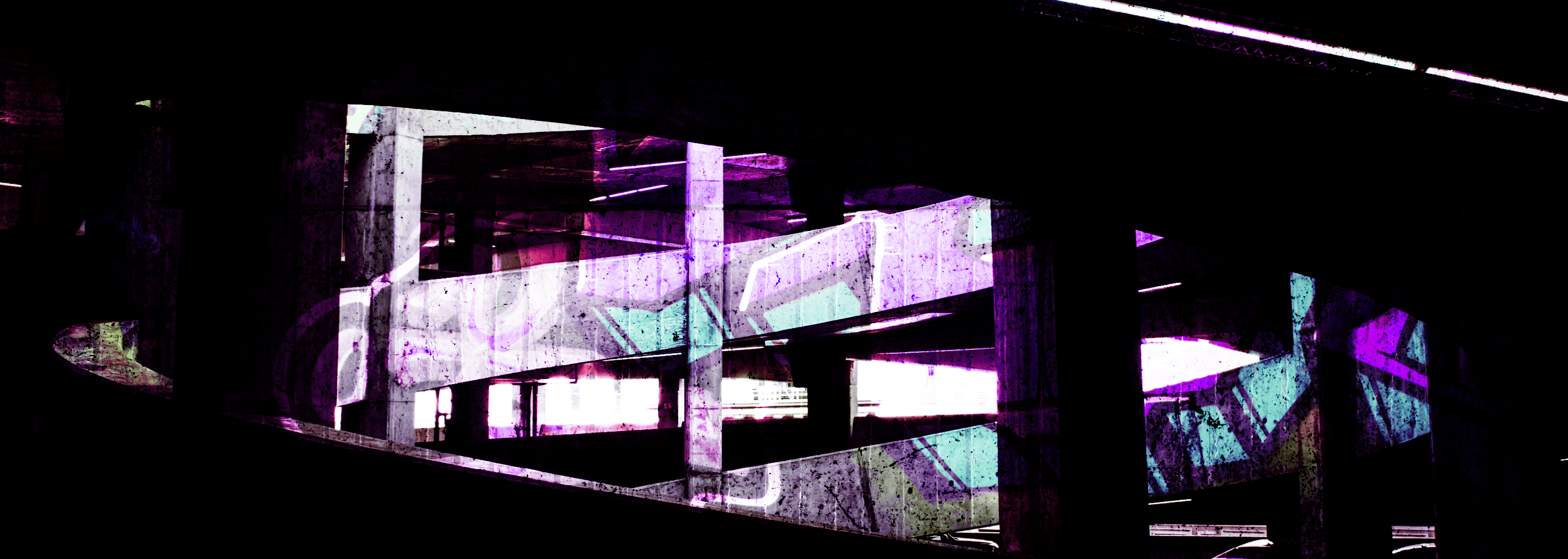 Digital display with geometric patterns on a dark background